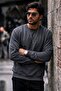 Men's Cotton Printed Regular Fit Smoked Sweatshirt - 3