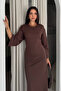 Women's Crew Neck Spanish Sleeve Long Midi Dress - 2