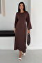 Women's Crew Neck Spanish Sleeve Long Midi Dress - 3