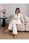 Gold Single Button Notched Lapel Jacket Trousers Blazer Suit - 2
