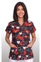 Women's V-Neck Bat Sleeve Heart Patterned Lycra Linda Fabric Nurse Doctor Scrubs Uniform Single Top