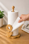 Bamboo Paper Towel Holder with Flower Design – Desktop Paper Towel Stand and Tear-Off Device - 3