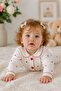 Baby Girl Set - Pajama Set - Heart Patterned 2-Piece Set with Collar and Buttoned Bottom and Top Set - 7