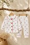 Baby Girl Set - Pajama Set - Heart Patterned 2-Piece Set with Collar and Buttoned Bottom and Top Set - 3