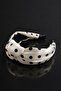 Women's Black and White Polka Dot Knotted Satin Hair Crown Vintage Wide - 3