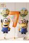Minions Balloon 5 Piece Set 7Th Birthday Set Orange Color Number Foil Balloon and Minion Foil Balloon Set