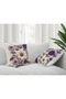 Digital Printed Punch Embroidery Look Purple Floral Decorative 2-Piece Throw Pillow Cover