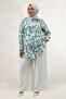 68094 Plus Size Cuffed Patterned Mango Tunic - Leaf Pattern Nefti - 3
