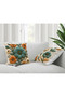 Digital Printed Punch Embroidery Look Green Floral Decorative 2-Piece Throw Pillow Cover