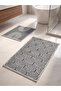 Esvab • Modern & Distinctive Geometric Embroidered Bath Mat Set of 2