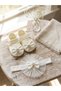 Baby Girl Newborn Bandana Booties Set of 2 Hospital Release Mevlütlük Gift Set Hair Band with Bow Detail