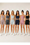Women's Thick Strap Crop Bustier and Side Detailed High Waist Short Leggings Two-Piece Sports Set - 3