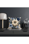 Digital Printed Punch Embroidery Look Blue Cream Floral Decorative 2-Piece Throw Pillow Cover - 5