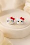 Children's Magnetic Earrings, Multi-Colored Bowknot, White Cat Figure, No Hole Earrings, 1 Pair - 2