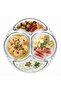 5 Pieces 4-Compartment Glass Breakfast, Snack, Appetizer Plate, Presentation Serving Plate with Removable Glass Compartments 24 cm - 8
