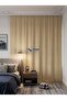 Modern Background Curtain - Single Panel - Ready for Cornice - Stain Resistant - Light Beige - Pleatless Flat Installation - Extrafoam Gathering - 4