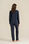 Women's Long Sleeve Buttoned Collar Modal Pajama Set (with Socks as a Gift) - 4