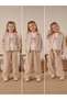 Bowknot Detailed Striped 3-Piece Girls' Top and Bottom Set Brown - 2