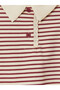 Burgundy Polo Collar Striped Girls' Set - 5