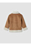 Brown Fur Collar Girls' Suede Look Coat - 4