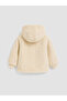 Ecru Bow Embroidered Hooded Girls' Plush Coat - 4