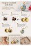 Women's Gold Steel Blue Enamel Openable Cover Memory Necklace - Floral Medallion Necklace with Photo Inside - 3