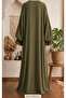 Silk Kupra Yarasakol Lace-Up Cuff Loose Tesettür Dress Ferace - 4