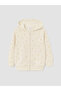 Ecru Hooded Floral Girls' Zippered Sweatshirt