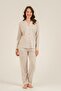 Women's Long Sleeve Modal Fabric Shirt Pajama Set (with Socks as a Gift)