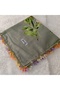 Handmade Needlework Writing, Scarf, Yemeni, Mevlit Cover, Head Cover, 4 Sides Embroidered, 100% Cotton, 100*100cm - 3