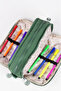 Large Size Crinkle 3 Zipper Pen Holder Mobile Phone Makeup Hand School Bag Wallet Green 1415K - 7