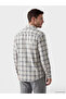 Özmarka New Season Ecru Regular Fit Plaid Men's Shirt - 3