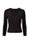 Black Guipure Embroidered V-Neck Knitwear