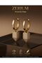 Women's Steel Earrings Geometric Prism Stone Ring Model Gold Color - 2
