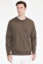 Men's Khaki Cotton Standard Fit Regular Cut 2 Thread Crew Neck Sweatshirt