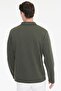 Men's Khaki Cotton Standard Fit Regular Cut Polo Collar Sweatshirt - 5