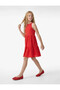 Embroidered Layered Sleeveless Halter Neck Red Girls Dress 6Skg80085Ak - 2