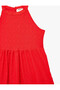 Embroidered Layered Sleeveless Halter Neck Red Girls Dress 6Skg80085Ak - 5