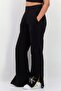 Jeans Women Regular Fit Embroidered Logo Wide Leg Pants, Black - 2