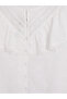 White Embroidered Ruffled Balloon Sleeve Oversized Blouse - 7