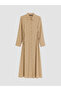 Özmarka New Season Beige Modal Blend Shirt Dress with Tie Detail - 5