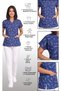 Women's V-Neck Bat Sleeve Ataturk Signature Blue, Red, Black Terycotton Doctor Scrubs Uniform Single Top - 6