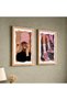 Signtouch Fashion Girl Pink Style Wall Art 2-Piece Natural Wood Frame 30x40 cm