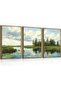 Signtouch Plant Geometric Wrap Framed Canvas Wall Art Set of 3 50x70 cm