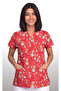 Women's V-Neck Bat Sleeve Teddy Bear Patterned Pink Terycotton Fabric Doctor Nurse Scrubs Uniform Single Top