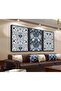 Signtouch Navy Blue Morris Bird Flower Wall Art Set of 3 Outer Frame 30x40 cm