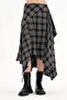 Women's Plaid Fabric Skirt with Asymmetrical Hem and Lined Design