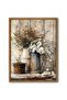 Signtouch Farmhouse Floral Blue White Bloom Wall Art White Frame 40x60 cm