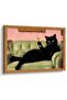 Signtouch Moody Black Cat Cocktail Vintage Wall Art Black Frame 40x60 cm