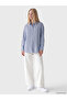 Özmarka New Season Blue Striped Oversize Women's Shirt - 3